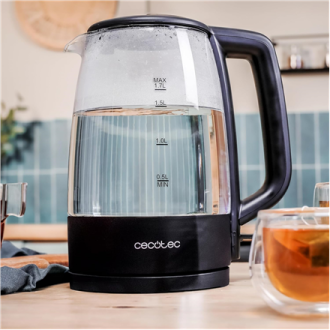 Cecotec Kettle | ThermoSense 320 Clear | 2200 W | Electric | 1.7 L | Glass | 360 rotational base | Black/Transparent