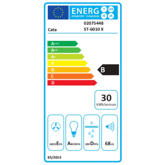CATA ST-6010 X | Hood | Chimney Wall mounted | Energy efficiency class B | Width 60 cm | Mechanical control | 301 m /h | LED | S CATA ST-6010 X | Hood | Chimney Wall mounted | Energy efficiency class B | Width 60 cm | Mechanical control | 301 m /h | LED | S