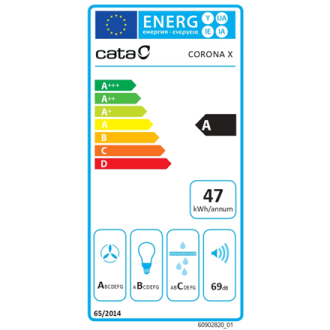 CATA CORONA WH 60 /C | Hood | Integrated | Energy efficiency class A | Width 59.5 cm | Electronic | 850 m /h | LED | Stainless s CATA CORONA WH 60 /C | Hood | Integrated | Energy efficiency class A | Width 59.5 cm | Electronic | 850 m /h | LED | Stainless s