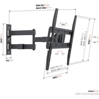 Vogels Wall mount | UP 4043 Full-Motion TV Wall Mount M | 32-65 Vogels Wall mount | UP 4043 Full-Motion TV Wall Mount M | 32-65