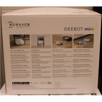 SALE OUT. Ecovacs DEEBOT mini Vacuum cleaner, Robot, Wet&Dry, ZeroTangle Technology, Agile Navigation, White/Blue + Auto-empty s SALE OUT. Ecovacs DEEBOT mini Vacuum cleaner, Robot, Wet&Dry, ZeroTangle Technology, Agile Navigation, White/Blue + Auto-empty s