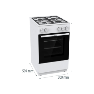 Gorenje GG5A10WFFM | Cooker | Hob type Gas | Oven type Gas | White | Width 50 cm | Grilling | Depth 59.4 cm | 70 L Gorenje GG5A10WFFM | Cooker | Hob type Gas | Oven type Gas | White | Width 50 cm | Grilling | Depth 59.4 cm | 70 L