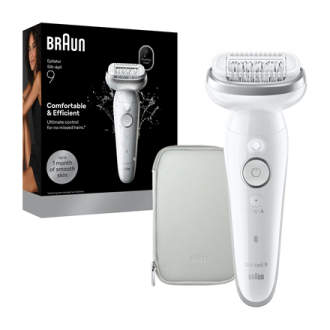 Braun Epilator | Silk- pil 9 SES9-000 | Operating time (max) 50 min | Number of power levels 2 | Wet & Dry | White/Silver Braun Epilator | Silk- pil 9 SES9-000 | Operating time (max) 50 min | Number of power levels 2 | Wet & Dry | White/Silver