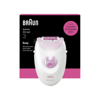Braun Epilator | Silk- pil 3 SE3-000 | Number of power levels 1 | White/Pink Braun Epilator | Silk- pil 3 SE3-000 | Number of power levels 1 | White/Pink