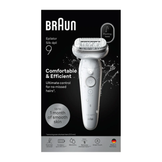 Braun Epilator | Silk- pil 9 SES9-000 | Operating time (max) 50 min | Number of power levels 2 | Wet & Dry | White/Silver Braun Epilator | Silk- pil 9 SES9-000 | Operating time (max) 50 min | Number of power levels 2 | Wet & Dry | White/Silver