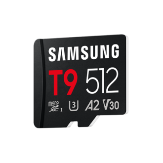 Samsung microSDXC UHS-I Card | T9 | 512 GB | microSD | Flash memory class U3, V30, A2 Samsung microSDXC UHS-I Card | T9 | 512 GB | microSD | Flash memory class U3, V30, A2