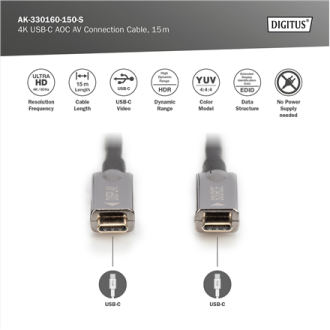 Digitus 4K USB Type-C AOC AV Connection Cable | AK-330160-150-S Digitus 4K USB Type-C AOC AV Connection Cable | AK-330160-150-S