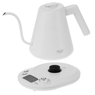 Adler | Kettle | AD 1349w | Electric | 1100 W | 1 L | Stainless Steel | 360 rotational base | White Adler | Kettle | AD 1349w | Electric | 1100 W | 1 L | Stainless Steel | 360 rotational base | White
