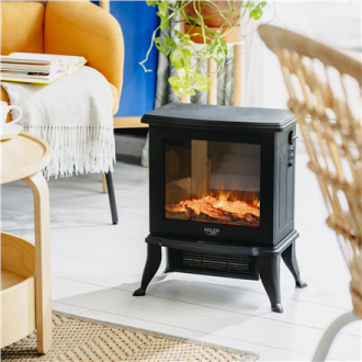Adler Electric Fireplace | AD 7754 | Ceramic | 1800 W | Number of power levels 2 | Black