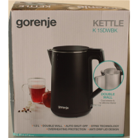 SALE OUT. Gorenje K15DWBK Kettle, Electric, Capacity 1.5 L, Power 2200 W, Stainless Steel, Black | SALE OUT. Gorenje | Kettle | SALE OUT. Gorenje K15DWBK Kettle, Electric, Capacity 1.5 L, Power 2200 W, Stainless Steel, Black | SALE OUT. Gorenje | Kettle |