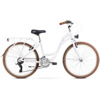 Jalgratas Romet Panda 1 2025 white-blue (Type: LADY, Year: 2025, Frame_Material: ALLOY, Front_Shock: NO, Rear_Shock: NO, Disc_Brake: NO)