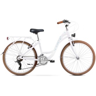 Jalgratas Romet Panda 1 2025 white-blue (Type: LADY, Year: 2025, Frame_Material: ALLOY, Front_Shock: NO, Rear_Shock: NO, Disc_Brake: NO)