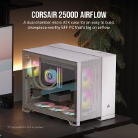 Corsair 2500D AIRFLOW Mid-Tower Dual Chamber PC Case, White | Corsair
