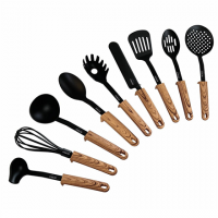 Stoneline Back To Nature 17898 Kitchen utensils set, Material Handle in Wooden Look, 9 pc(s), Dishwasher proof, Black/ Wooden Lo