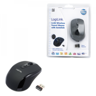 Logilink Maus optisch Funk 2.4 GHz wireless, Black, 2.4GH wireless mini mouse with autolink