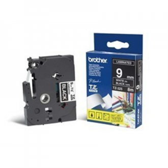 Brother TZe-325 Laminated Tape White on Black, TZe, 8 m, 9 mm