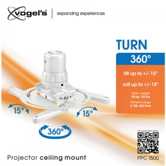 Vogels Projector Ceiling mount, Turn, Tilt, Maximum weight (capacity) 15 kg, White