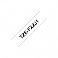 Brother TZe-FX231 Flexible ID Laminated Tape Black on White, TZe, 8 m, 1.2 cm