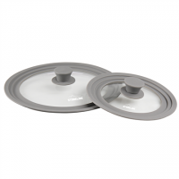 Stoneline 13705 Universal glass lid Set 16/18/20 cm and 24/26/28 cm, Transparent/Grey