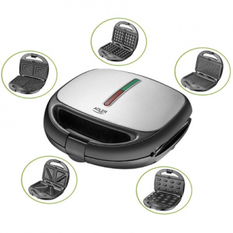 Adler Multifunctional baking device 5 in 1 AD 3040 Black, inox, Number of plates 5, Ceramic coating Adler Multifunctional baking device 5 in 1 AD 3040 Black, inox, Number of plates 5, Ceramic coating