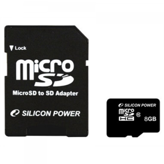 Silicon Power 8 GB, MicroSDHC, Flash memory class 10, SD adapter Silicon Power 8 GB, MicroSDHC, Flash memory class 10, SD adapter