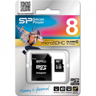 Silicon Power 8 GB, MicroSDHC, Flash memory class 10, SD adapter Silicon Power 8 GB, MicroSDHC, Flash memory class 10, SD adapter