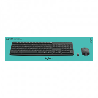 Logitech MK235 Wireless Keyboard and mouse pack, Wireless, Mouse included, Batteries included, Black, US International, 475 g