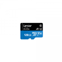 Lexar High-Performance 633x UHS-I micro SDXC, 128 GB, Class 10, U3, V30, A1, 45 MB/s, 100 MB/s