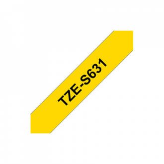 Brother TZe-S631 Strong Adhesive Laminated Tape Black on Yellow, TZe, 8 m, 1.2 cm