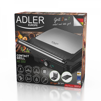 Adler Electric Grill XL AD 3051 Table, 2800 W, Black/Stainless steel Adler Electric Grill XL AD 3051 Table, 2800 W, Black/Stainless steel