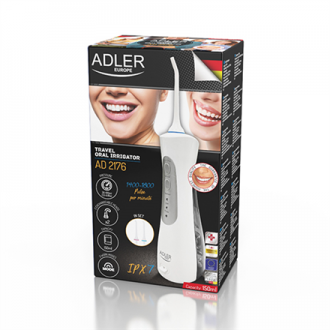 Adler Travel Oral Irrigator AD 2176 Oral irrigator, 150 ml, Number of heads 2, White, Number of teeth brushing modes 3