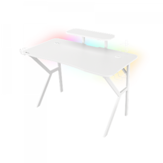 Genesis Gaming Desk Holm 320 RGB Headphone holder, Cup holder, Gamepad holder, Monitor shelf, Organizer cables, White