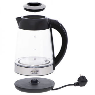 Adler Kettle AD 1285 Electric, 2200 W, 1.7 L, Glass/Stainless steel, 360 rotational base, Grey