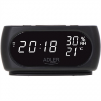 Adler Clock with Thermometer AD 1186 Black