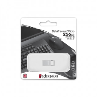 Kingston USB 3.2 Flash Drive DataTraveler micro 256 GB, USB 3.2, Silver Kingston USB 3.2 Flash Drive DataTraveler micro 256 GB, USB 3.2, Silver
