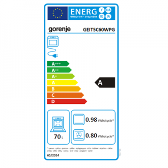 Gorenje Cooker GEIT5C60WPG Hob type Vitroceramic, Oven type Electric, White, Width 50 cm, Grilling, 70 L, Depth 59.4 cm
