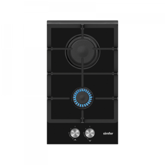 Simfer Hob H3.201.TGRSP Gas on glass, Number of burners/cooking zones 2, Mechanical, Inox/Black