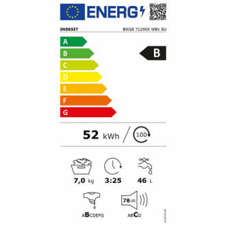 INDESIT Washing machine BWSE 71295X WBV EU Energy efficiency class B, Front loading, Washing capacity 7 kg, 1200 RPM, Depth 43.5 INDESIT Washing machine BWSE 71295X WBV EU Energy efficiency class B, Front loading, Washing capacity 7 kg, 1200 RPM, Depth 43.5