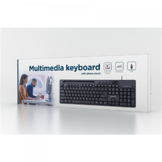 Gembird Multimedia keyboard with phone stand KB-UM-108 USB Keyboard, Wired, US, Black