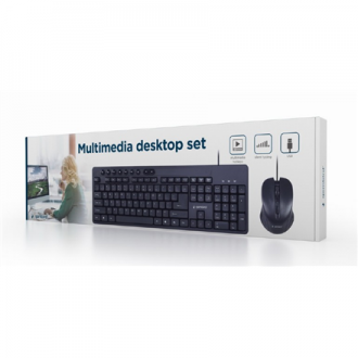 Gembird Multimedia desktop set KBS-UM-04 USB Keyboard, Wired, Mouse included, US, Black