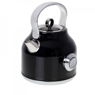 Adler Kettle with a Thermomete AD 1346b Electric, 2200 W, 1.7 L, Stainless steel, 360 rotational base, Black