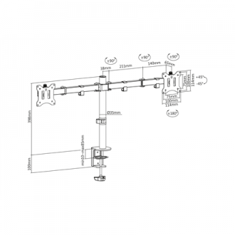 Digitus Dual Monitor Clamp Mount DA-90400 15-32 Digitus Dual Monitor Clamp Mount DA-90400 15-32