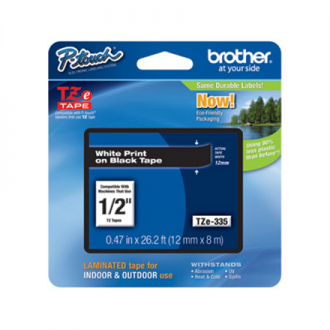 Brother TZe-335 Laminated Tape White on Black, TZe, 8 m, 1.2 cm Brother TZe-335 Laminated Tape White on Black, TZe, 8 m, 1.2 cm