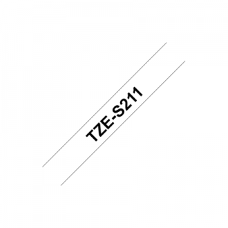 Brother TZe-S211 Strong Adhesive Laminated Tape Black on White, TZe, 8 m, 6 mm