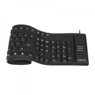 Logilink Flexible waterproof Keyboard USB + PS/2 ID0019A Flexible keyboard, DE, Black Logilink Flexible waterproof Keyboard USB + PS/2 ID0019A Flexible keyboard, DE, Black