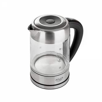 Adler Kettle AD 1247 NEW With electronic control, 1850 - 2200 W, 1.7 L, Stainless steel, glass, Stainless steel/Transparent, 360 Adler Kettle AD 1247 NEW With electronic control, 1850 - 2200 W, 1.7 L, Stainless steel, glass, Stainless steel/Transparent, 360