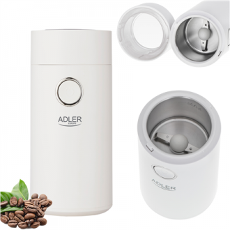 Adler Coffee Mill AD 4446ws 150 W, Coffee beans capacity 75 g, White