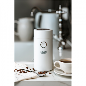 Adler Coffee Mill AD 4446ws 150 W, Coffee beans capacity 75 g, White