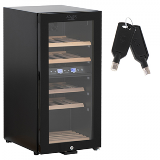 Adler Wine Cooler AD 8080 Energy efficiency class G, Free standing, Bottles capacity 24, Cooling type Compressor, Black
