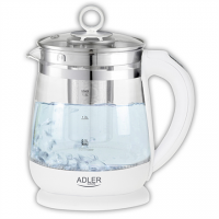 Adler Kettle AD 1299 Electric, 2200 W, 1.5 L, Glass/Stainless steel, 360 rotational base, White Adler Kettle AD 1299 Electric, 2200 W, 1.5 L, Glass/Stainless steel, 360 rotational base, White